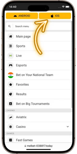 Access the Melbet app download section