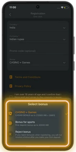 Choose a bonus