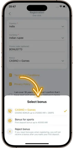 Select your Melbet bonus